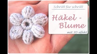 ✿ Einfache 3D Häkelblume häkeln ✿ 6 Blätter ✿ Amigurumi Blume ✿ Anleitung für Anfänger [upl. by Thomasina]