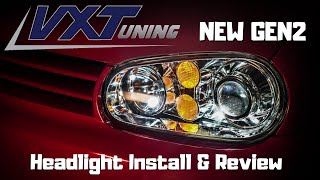 VXTuning Headlight Gen 2 Install and Review  MKIV Golf GTI and R32 [upl. by Ahsienak635]