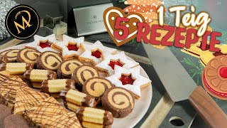 1 Teig für 5 Weihnachtsrezepte  Plätzchen  Kekse  Guetzli [upl. by Jud923]