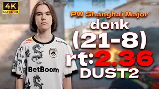 🔥donk 218 rt246 vs B8 l PW Shanghai Major 2024 Europe RMR B l dust2  cs2 pov [upl. by Wartow]