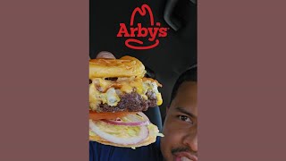 TRYING ARBYS BIG CHEESY BACON BURGER FOOD REVIEW [upl. by Vergil]