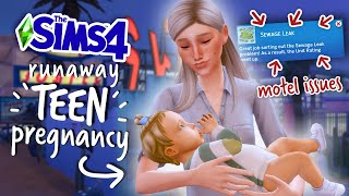 moving into the MOTEL with a newborn  Sims 4 Pregnant Teen Runaway Challenge 2 [upl. by Monjo]