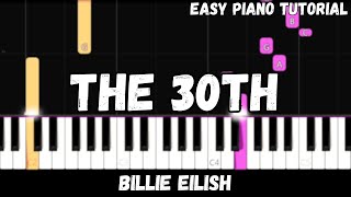 Billie Eilish  The 30th Easy Piano Tutorial [upl. by Wennerholn]