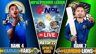 KARNALI YAKS VS LUMBINI LIONS  NEPAL PREMIER LEAGUE 2024  NPL 2024  LIVE SCORE AND COMMENTARY [upl. by Beuthel]