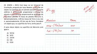 ENEM Com base na Lei Universal da Gravitação proposta por Isaac Newton o peso de um objeto na [upl. by Charmian]