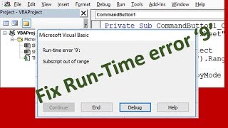 RunTime Error 9 Subscript out of range  Identify and Fix it [upl. by Dyun]