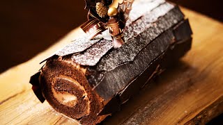 How to make Christmas Chocolate Log Cake “Bûche de Noël au chocolat” [upl. by Irved]