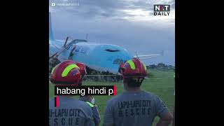 Eroplano lumampas sa runway ng airport sa Cebu  NXT [upl. by Demah92]