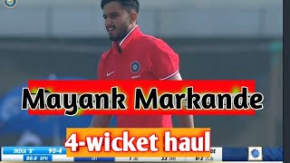 Mayank Markandes 4wicket haul for India C [upl. by Sisenej]