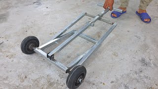 Great idea on how to make a smart folding shopping cart  Diy metal craft trailer [upl. by Schiffman995]