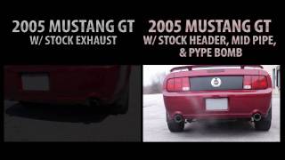 Pype Bomb Axle Back System vs Stock Exhaust  2005 Mustang GT [upl. by Ahscrop]