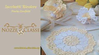 Tutorial Bomboniere all uncinetto  Sacchetti bicolorebags bicolor crochet 12 [upl. by Evangeline]