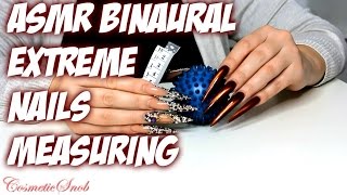 BINAURAL ASMR MEASURING EXTREME STILETTO NAILS  CosmeticSnob [upl. by Sivar59]