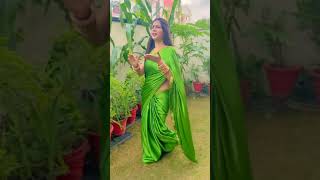 beautiful green satinsilk saree  satin saree lover [upl. by Najtsirk953]