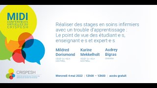 Midiconférence  Réaliser un stage en soins infirmiers avec un trouble dapprentissage [upl. by Lynde]