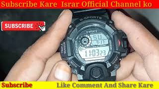 How to set time in Sport watch 7 light watchMm 58 watch set timeSet time day G sport Watch Wr3om [upl. by Aehsal]