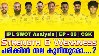 പരിക്കിൽ തല കുനിയുമോ  IPL SWOT Analysis  EP  09  CSK  Strength amp Weakness [upl. by Wehtam]