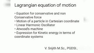 Lagrangian equation of motion in Tamil [upl. by Anawek269]