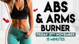 ABS and ARMS BURNER  15 minute Home Workout [upl. by Johppah]