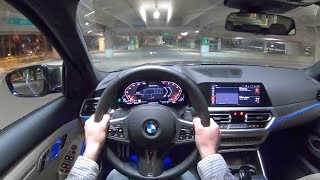 2020 BMW M340i xDrive  POV Night Drive Binaural Audio [upl. by Hourihan]