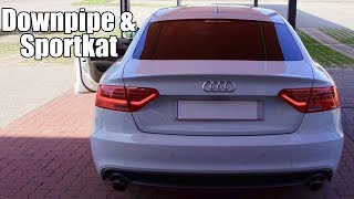 Audi A5 Facelift 2013 20 TFSI 211 PS Downpipe Sportkat Auspuff Sound [upl. by Amsirahc]