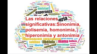 LENGUA Relaciones significativas Sinonimia polisemia hiperonimia homonimia y antonimia [upl. by Dublin]