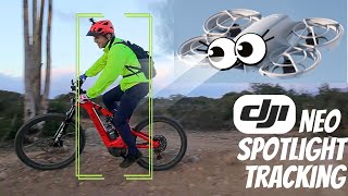 MTB with DJI Neo drone tracking test review of Spotlight mode Latest software update Fail [upl. by Ellemrac]