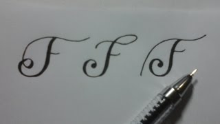 calligraphy letter F with normal pen [upl. by Ydnem]