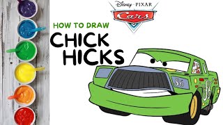 Draw Car  Chick Hicks  Colouring Pages for Kids  cars mcqueen drawing towmater chickhicks [upl. by Puttergill]