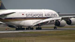 Singapore Airlines Airbus A380 Take off at Narita RW16R [upl. by Ytisahc470]