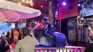 She is my best bull rider tonight mechanical bull 🐂 riding highlights foryou trend spain [upl. by Celia]