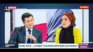 Hijab décathlon  Nadiya Lazzouni face à un élu FN sur CNEWS Morandini [upl. by Anillehs]