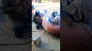 90 degree elbow flange installation and welding shortsfeed welding weldermachine shorts [upl. by Ilse122]