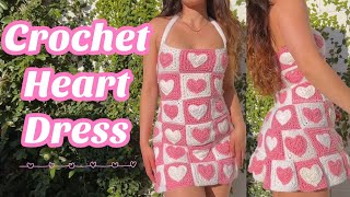 Crochet Heart Dress  How to Crochet a Dress [upl. by Enytsirk]