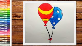 How to Draw balloons Step by Step [upl. by Rimidalv383]