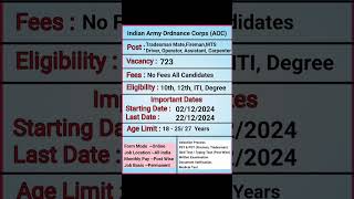 Indian Army Ordnance Corps Tradesman Mate Vacancy  Army Fireman Vacancy  Army Driver Vacancy  AOC [upl. by Mariam945]