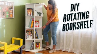 Easy DIY Rotating Bookshelf  How to build a swivel bookcase [upl. by Nivahb]