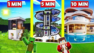 RICH MODERN HOUSE Build Battle In Minecraft  NOOB VS PRO CHALLENGE  Maizen Mizen Mazien Parody [upl. by Nuahsar]