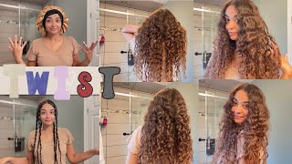 Twisting CurlyWavy styling method amp Hairstyle  طريقة التويست للشعر الكيرلي أو الويڤي سهلة و سريعة [upl. by Eelannej411]