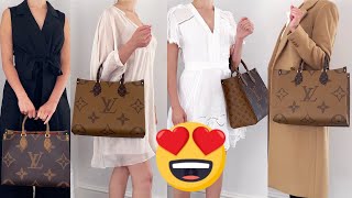 Louis Vuitton OnTheGo MM Tote Bag OUTFITS amp REVIEW 😍  Giant Monogram  How to Style 💯 [upl. by Bernardi]