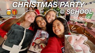 CHRISTMAS PARTY AT SCHOOL secret santa potluck amp games  Vlogmas Day 20 [upl. by Lydie]