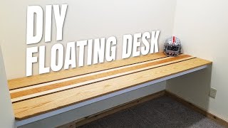 DIY Floating Desk with AWESOME Computer Cable Management  How to  Home Office Makeover Part 1 [upl. by Garaway]