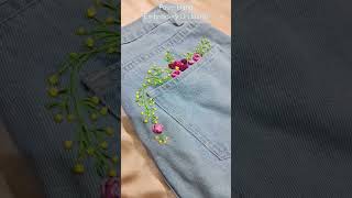 Pinteresty Embroidery On Denim Jeans shorts youtubeshorts [upl. by Lilla]