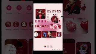 Customize 🌹your homescreen Aesthetic  pastel red theme ❤️ BTS theme  Android tablet 🔥 [upl. by Rotce]