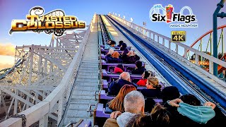 December 2022 Twisted Colossus Roller Coaster On Ride 4K POV Six Flags Magic Mountain [upl. by Nnaeitak469]