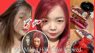 COLORING MY HAIR RED using HAIRFIX HAIR COLOR CREAMBini Mikha Hair Color Inspired ❤️ [upl. by Odrahcir]