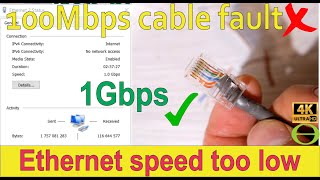 Ethernet speed capped at 100Mbps fixed to 1Gbps  cable fault [upl. by Casanova974]