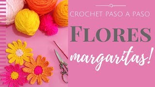 FLORES TIPO MARGARITA EN CROCHET  Paso a Paso por mamaQuilla [upl. by Enaz]