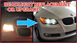 Bmw Headlight Replacement change  e90 e91 e92 e93 325i 328i 328xi 330i 335i m2 and more [upl. by Schurman]