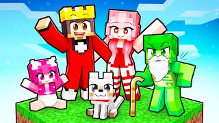 Playing as a FAMILY on ONE BLOCK in Minecraft [upl. by Rodrique]